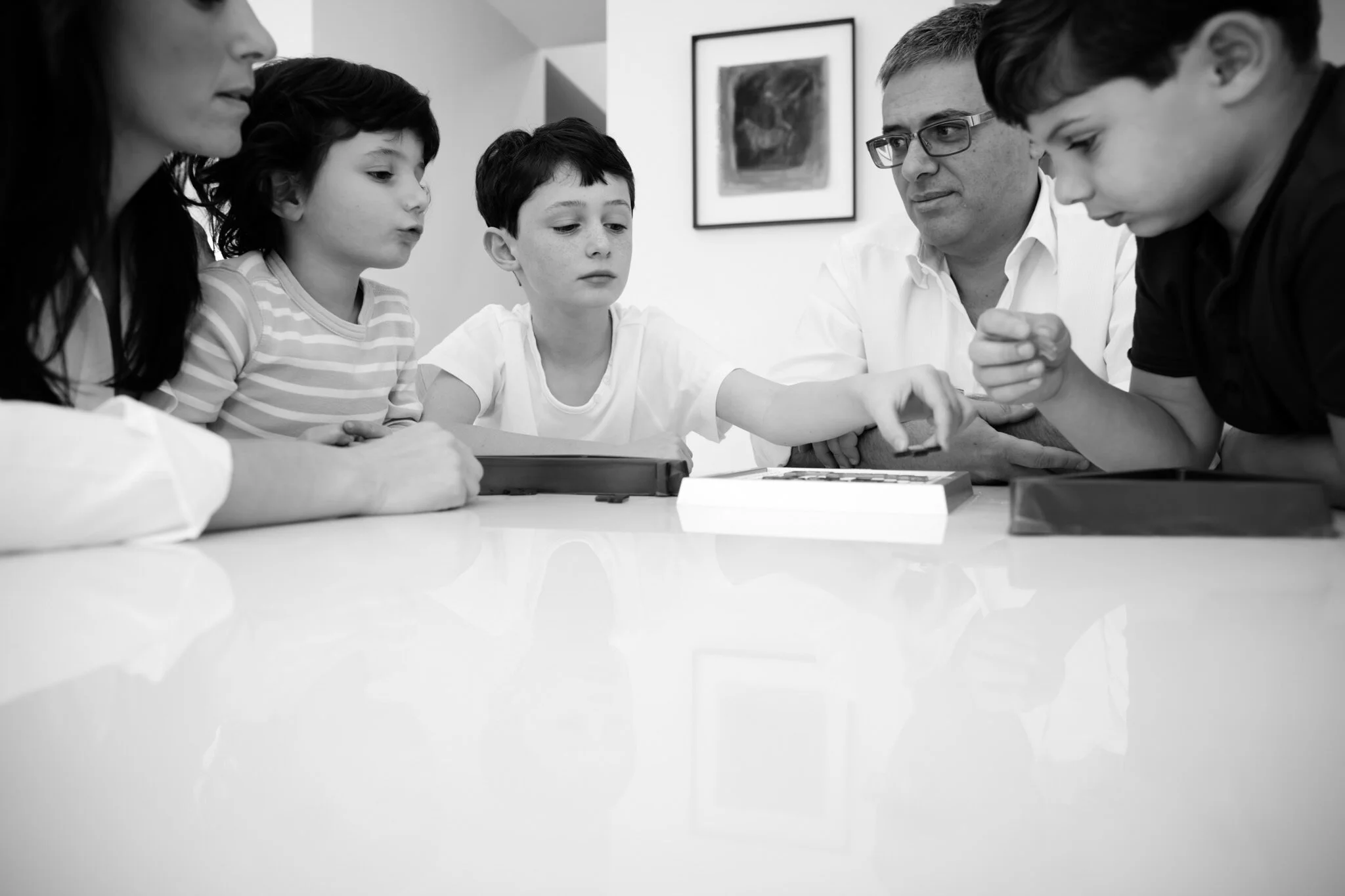 Black and white family photography