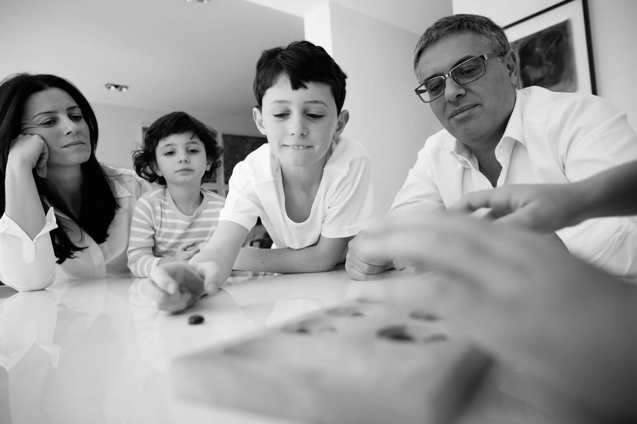 Black and white family photography