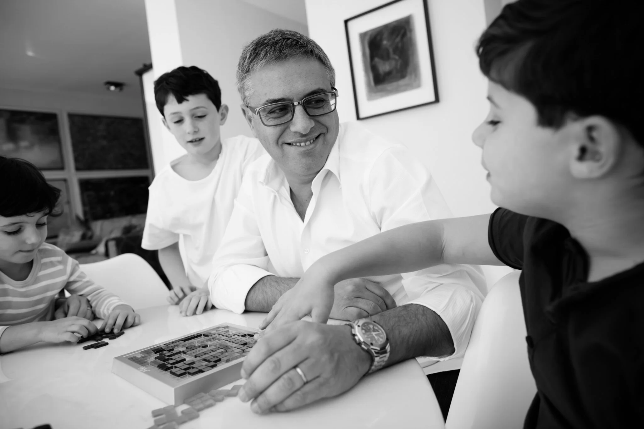 Black and white family photography