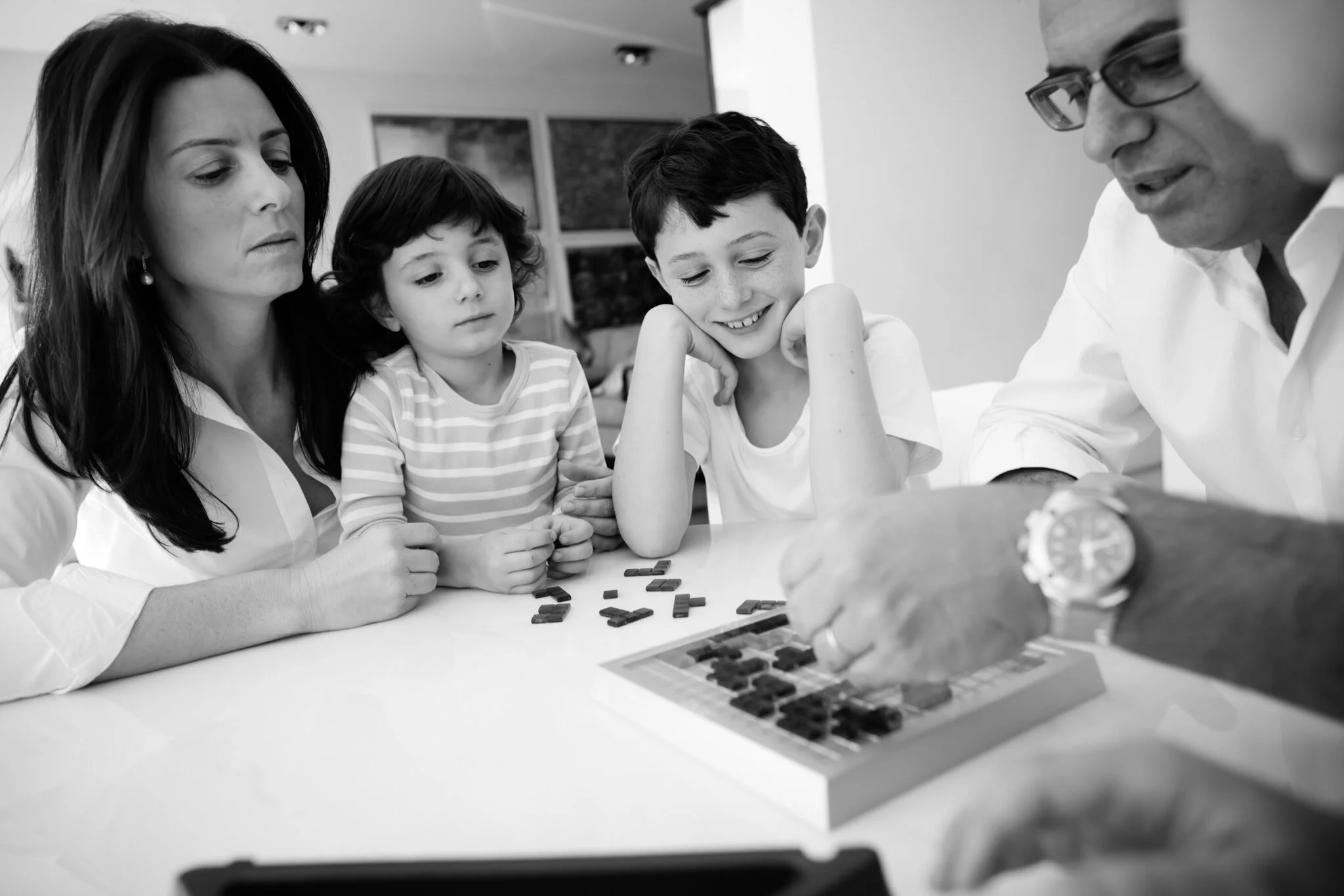 Black and white family photography