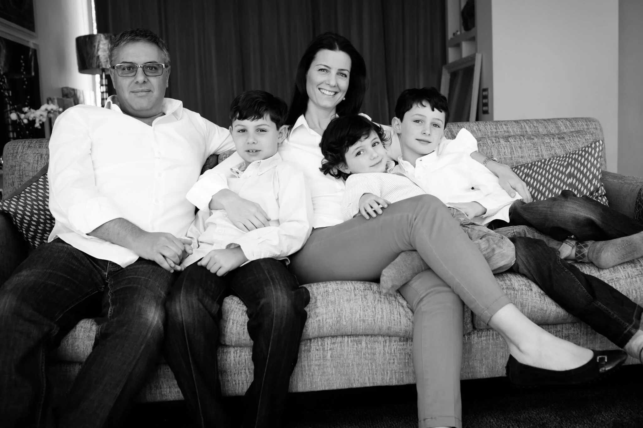 Black and white family photography