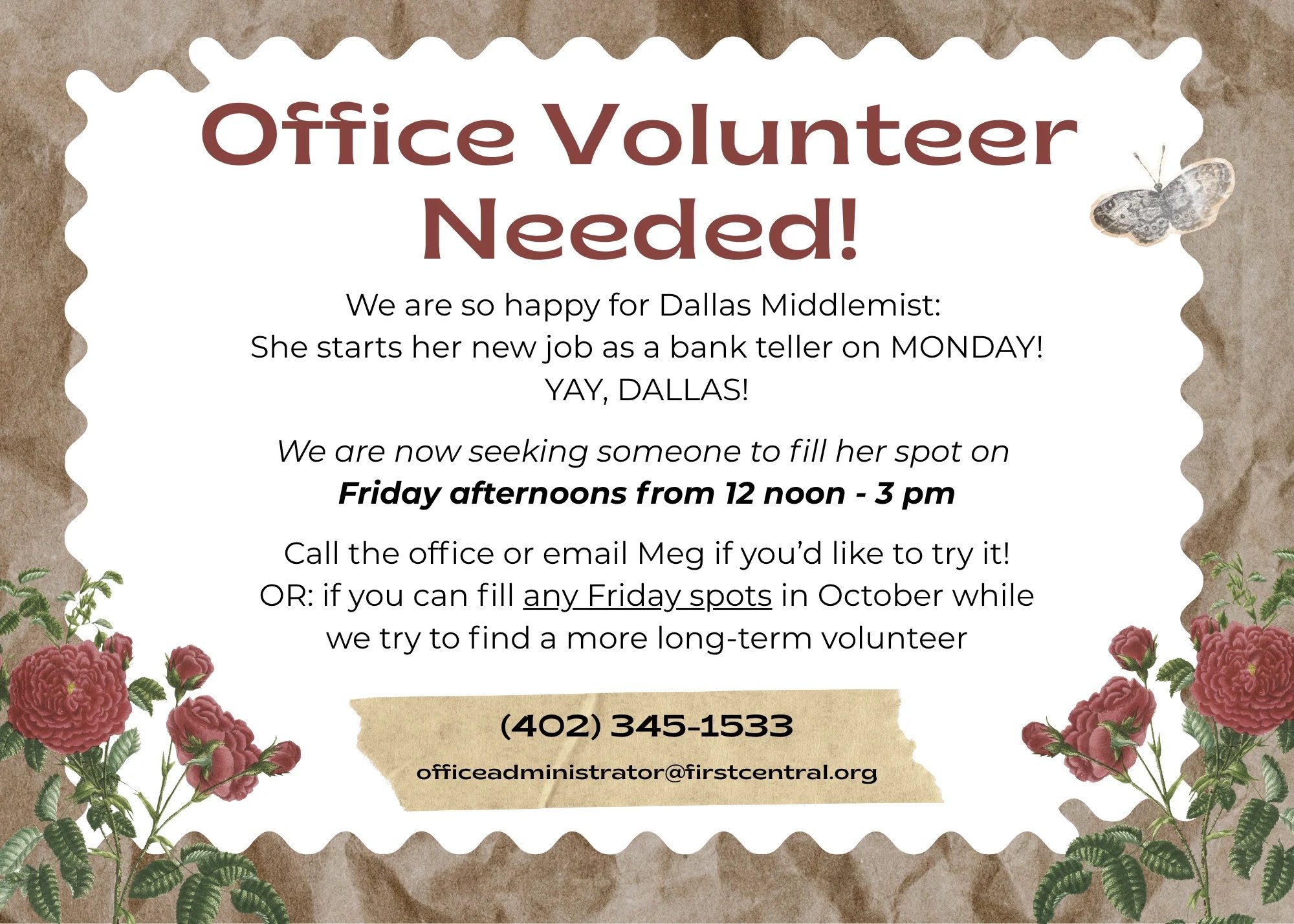 Friday Office Volunteer