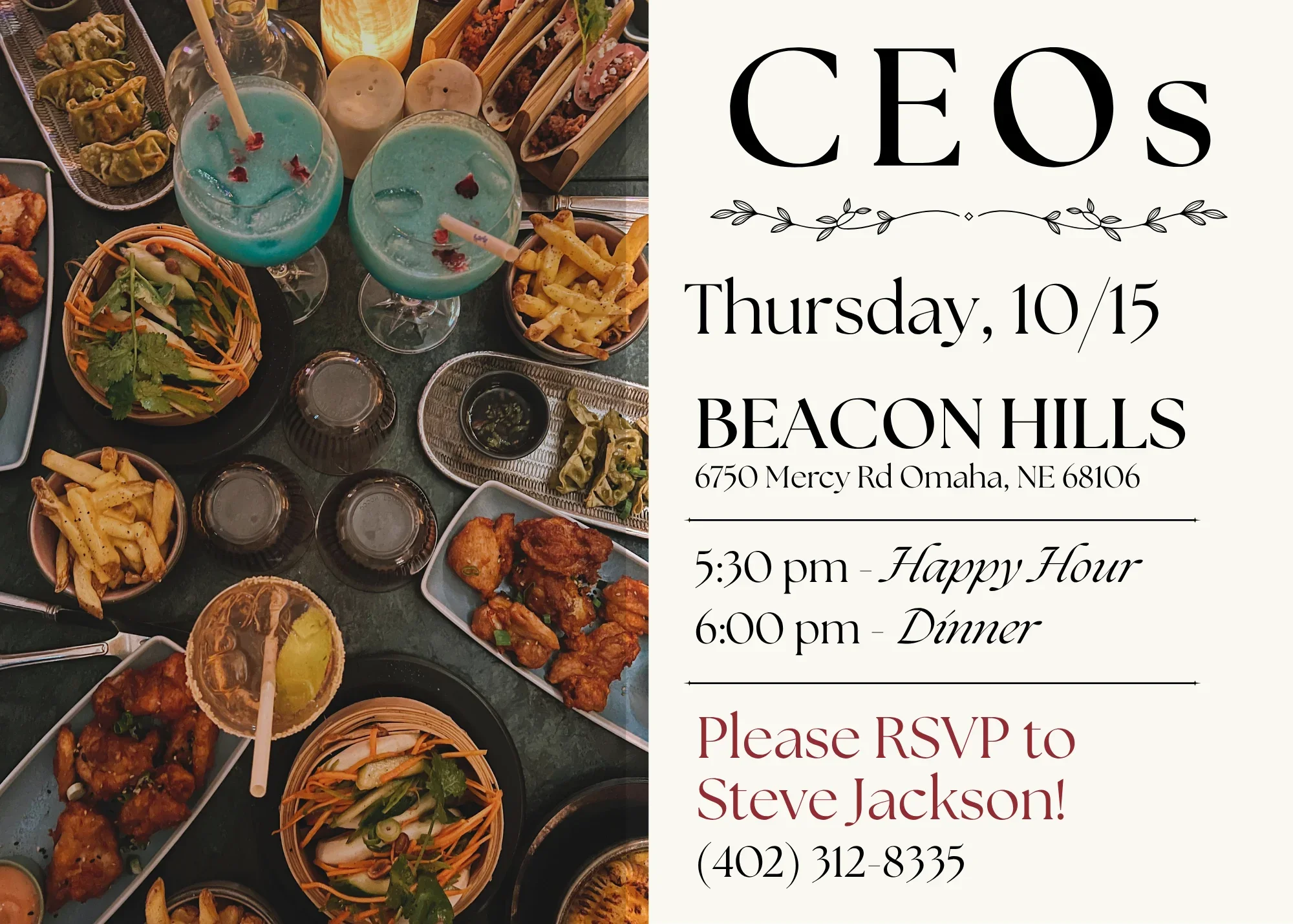 CEOs (Congregants Eating Out) Dinner