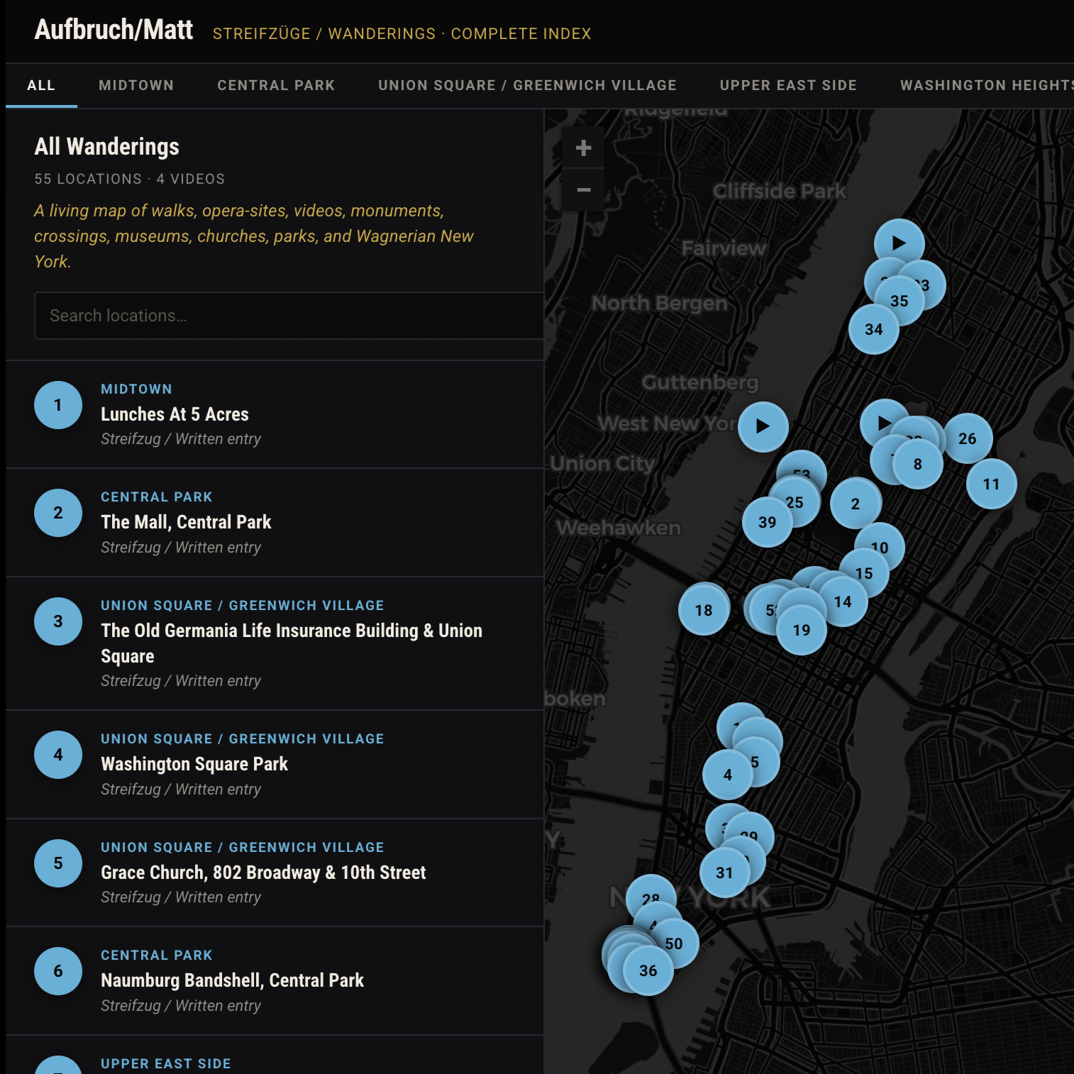 Wanderings &amp; Video Scored Walks Mapping