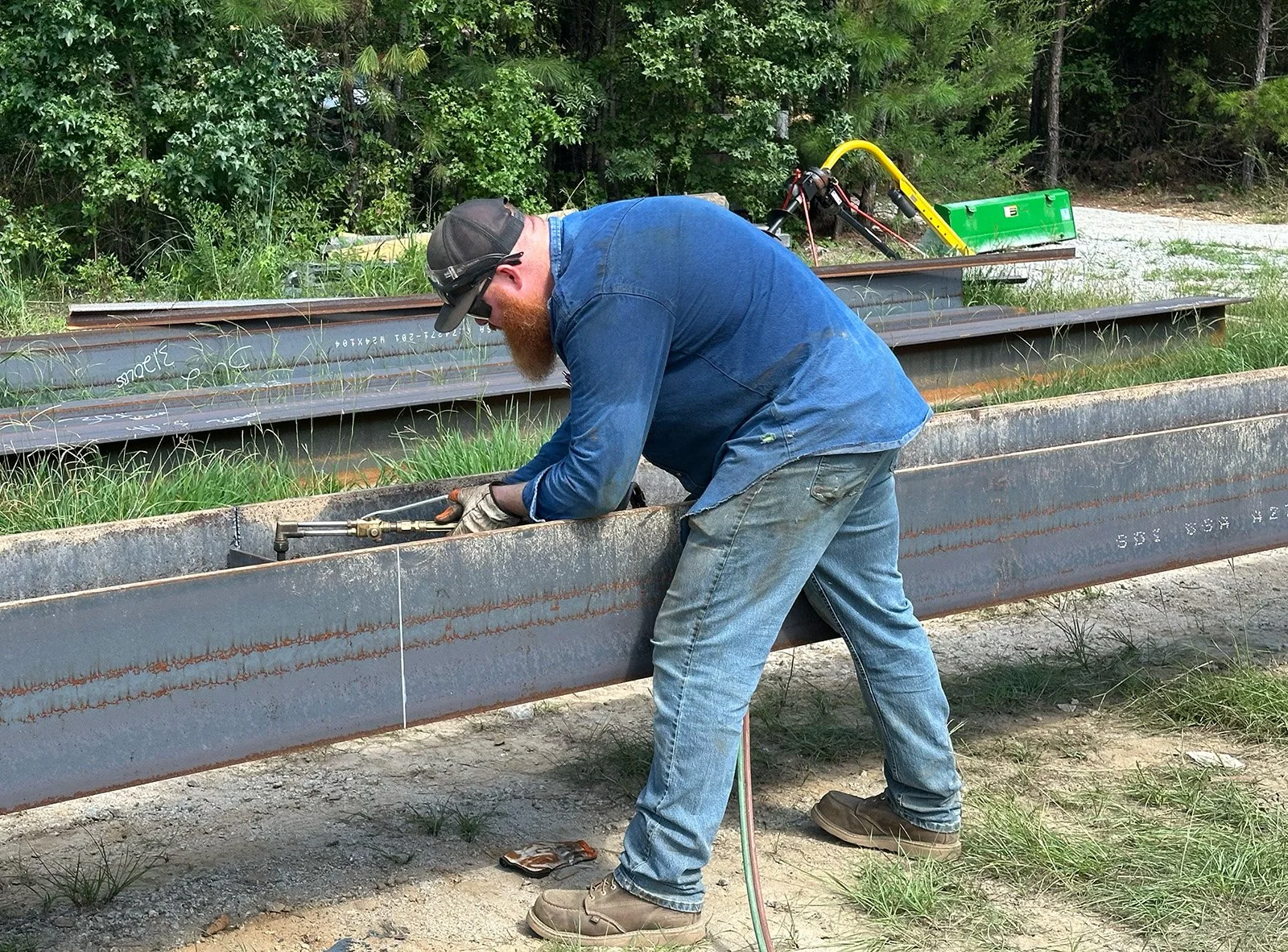 Close-up of professional welding during a steel fabrication project