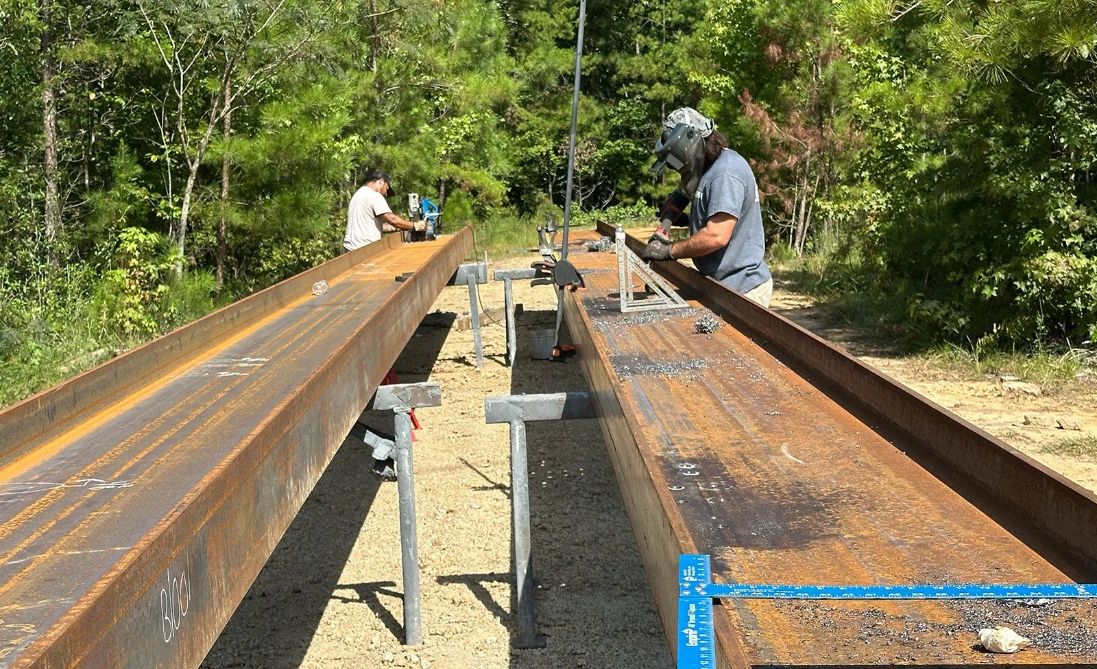 Industrial steel welding and fabrication project in progress