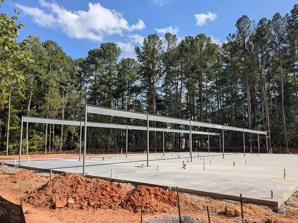 steel beams at new construction building