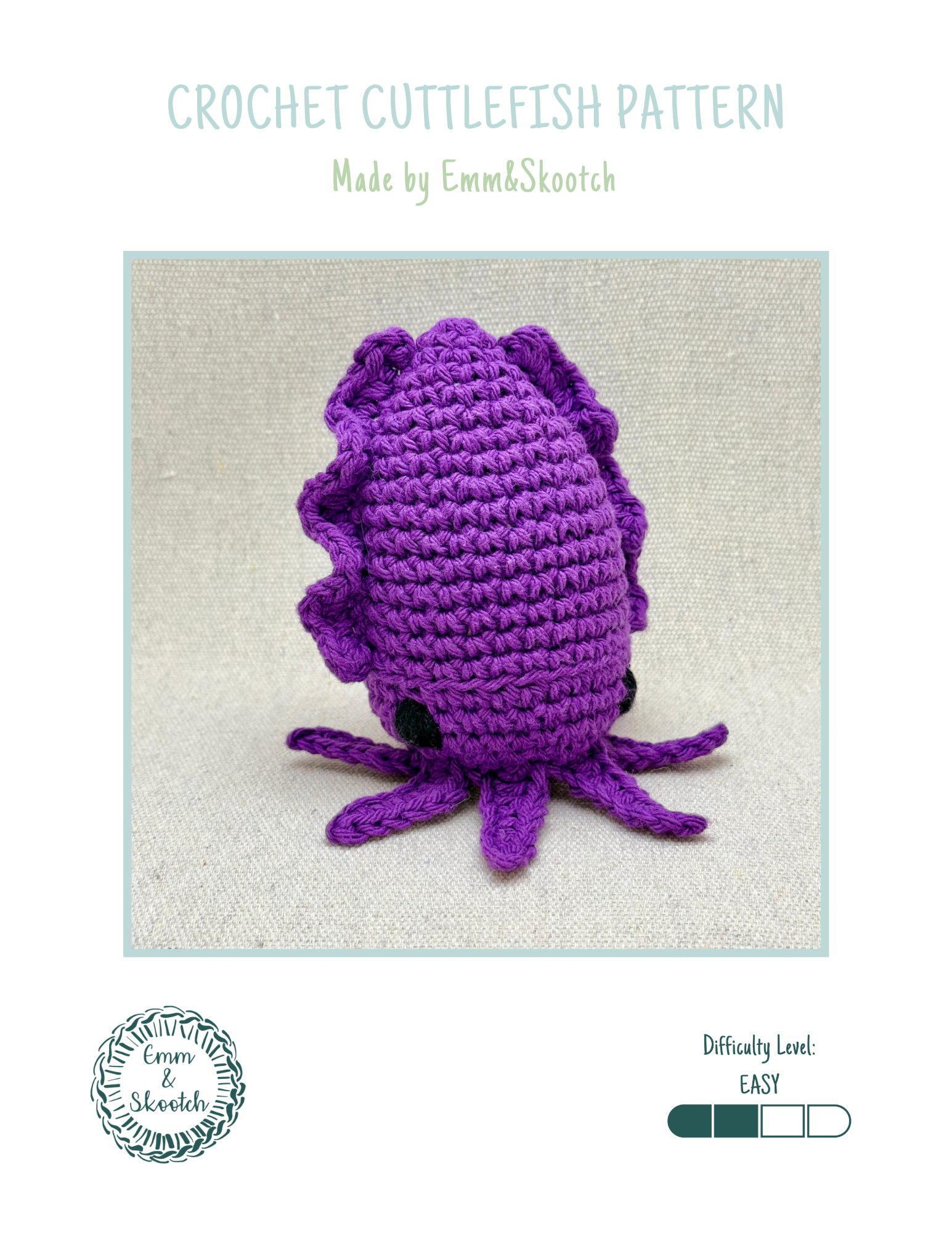 Crochet Cuttlefish Plush Pattern - Easy (Digital Download)