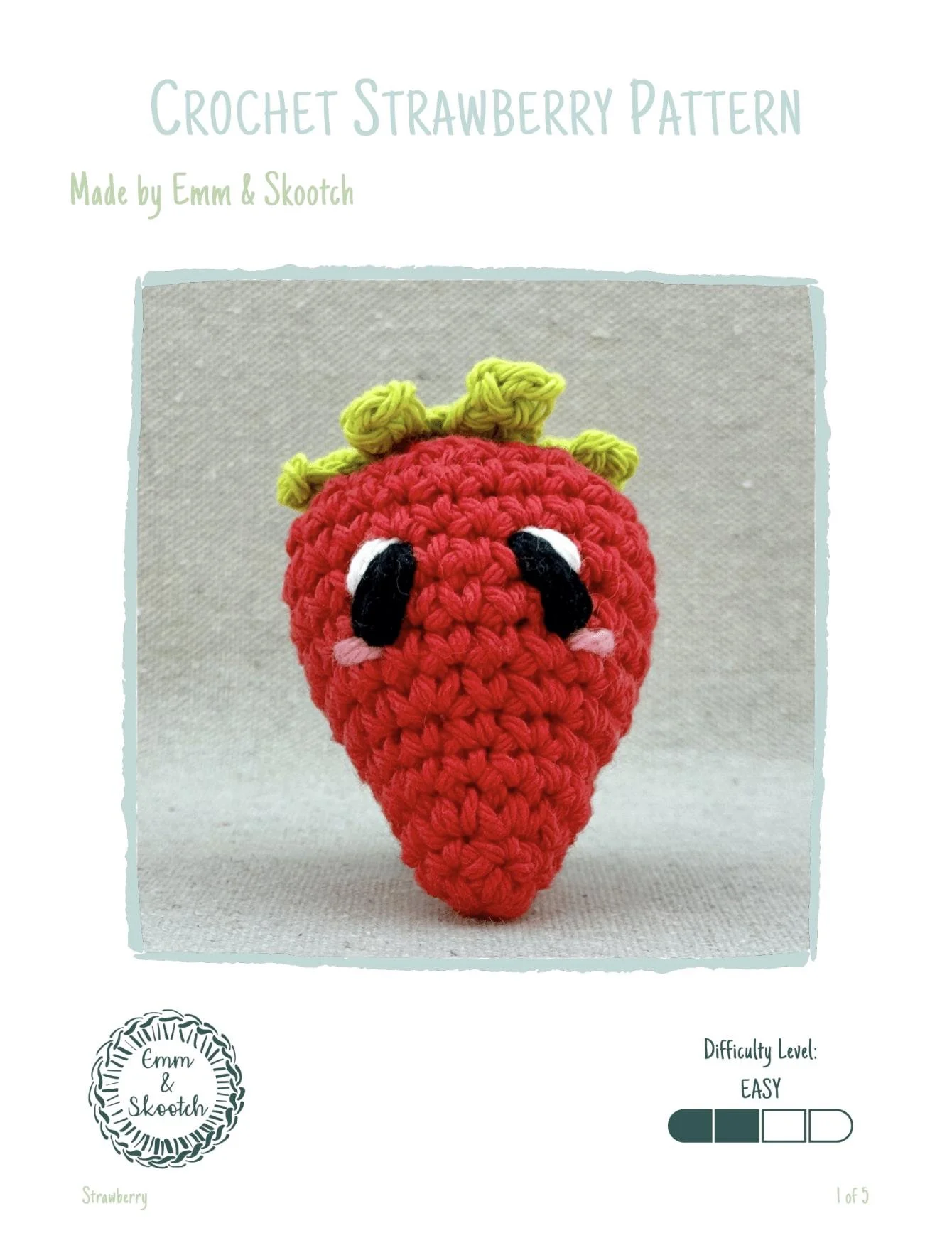 Easy level strawberry crochet pattern PDF