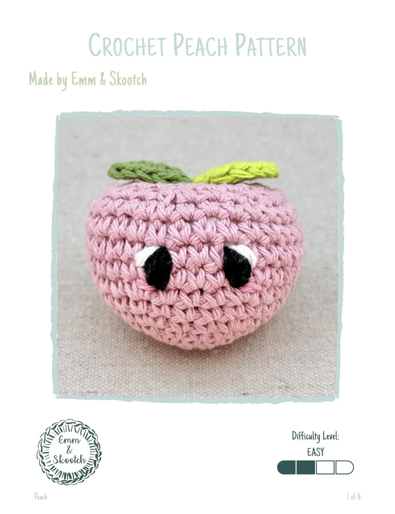 Easy level peach crochet pattern PDF