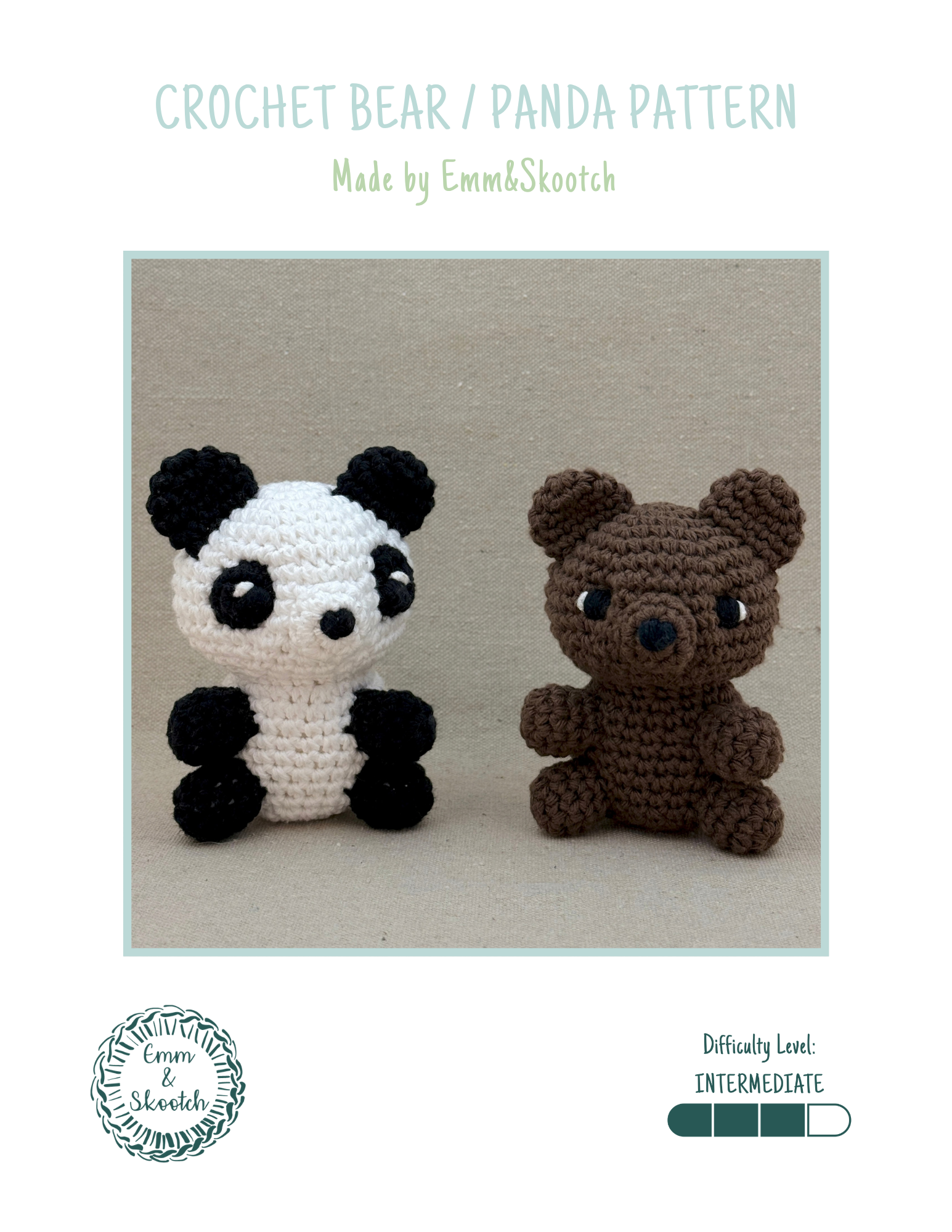 Crochet Bear & Panda Plush Pattern - Easy (Digital Download)