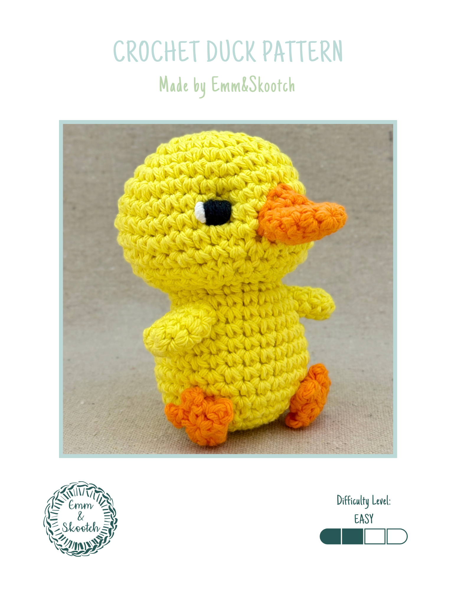 Crochet Duck Plush Pattern - Easy (Digital Download)