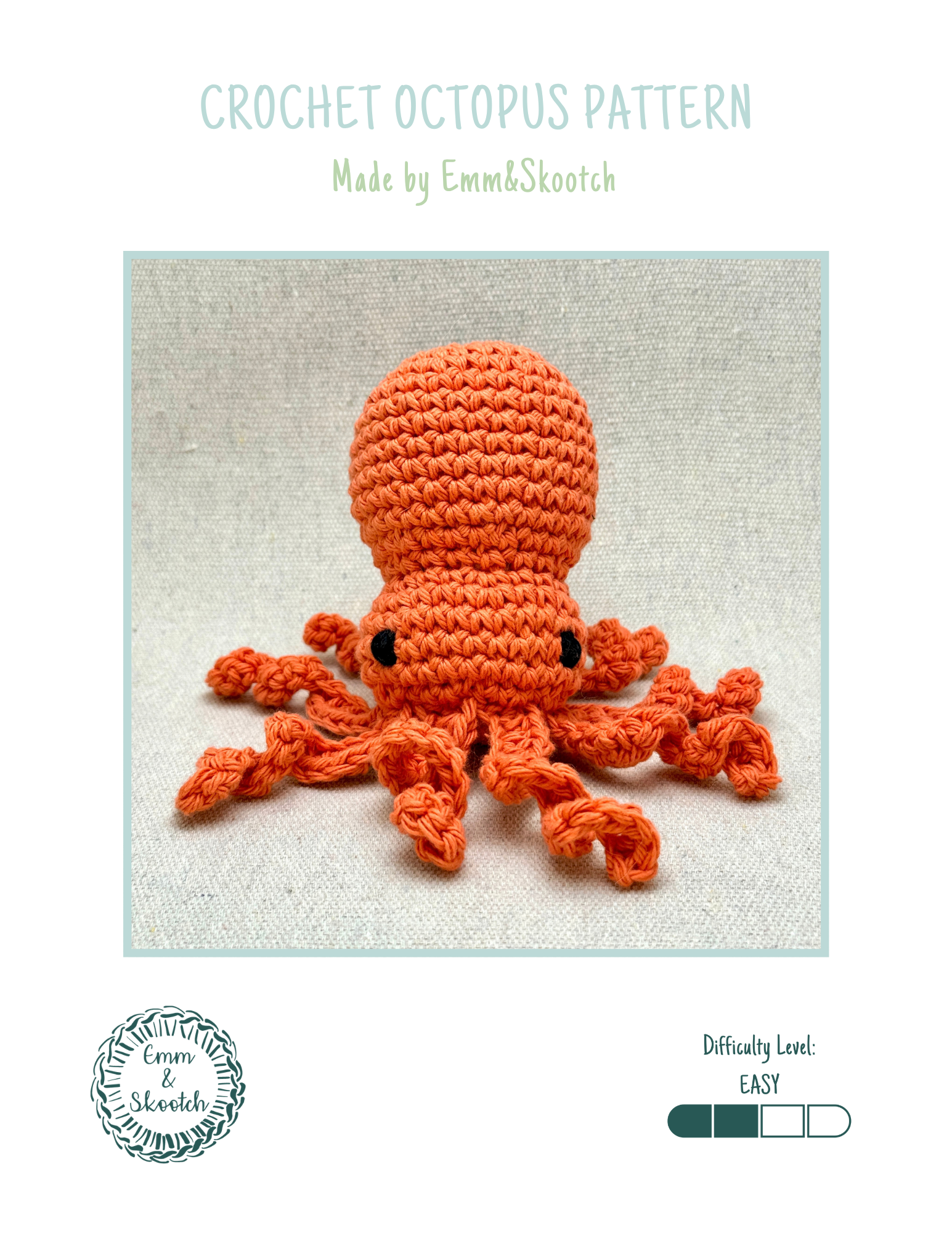 Crochet Octopus Plush Pattern - Easy (Digital Download)