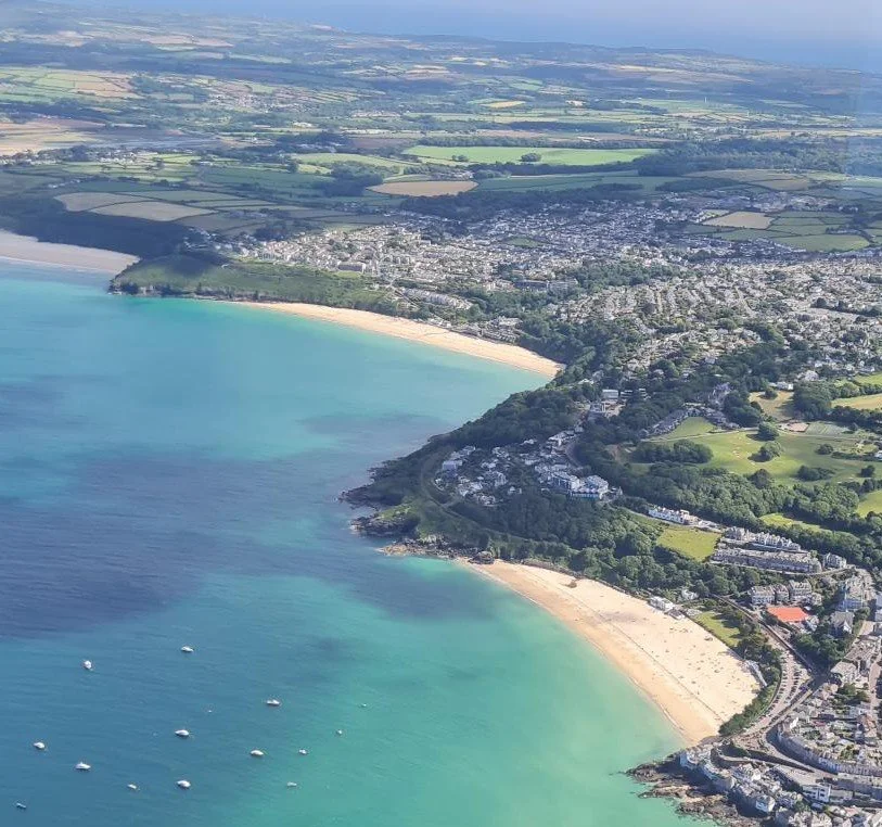 Aerial view of St. Ives Bay