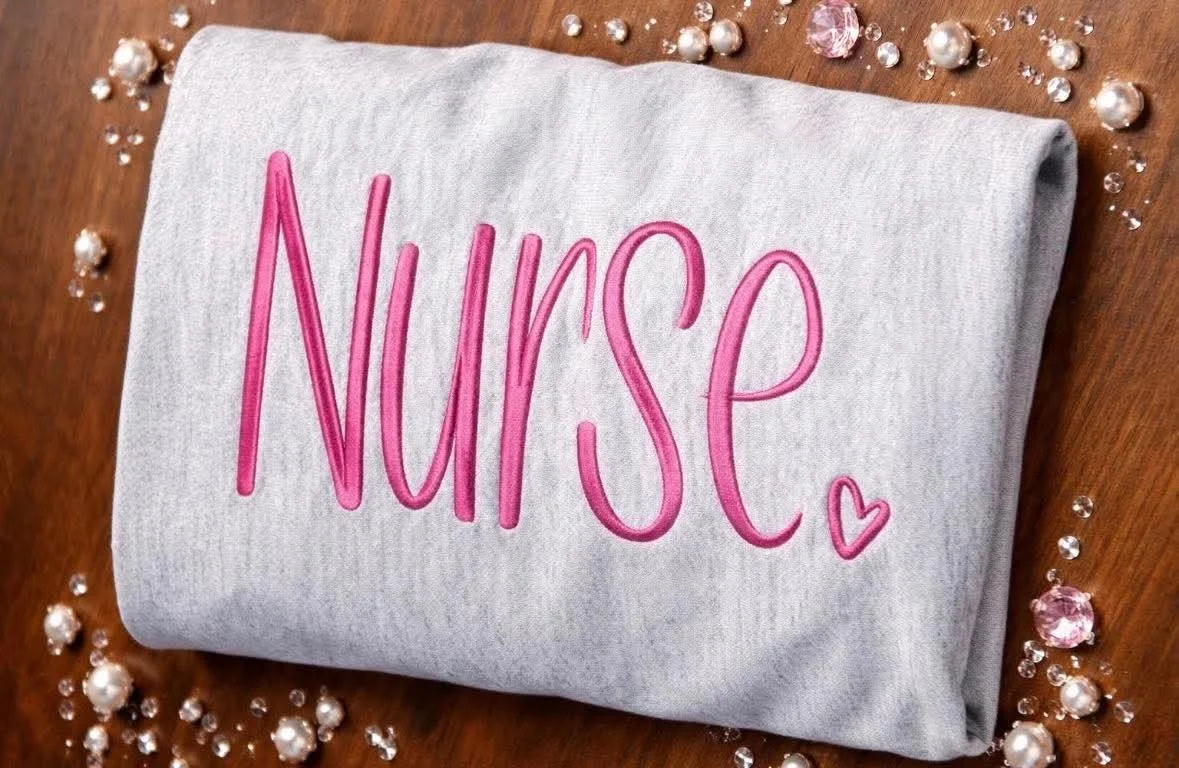 Hand-Drawn Embroidered Nurse Sweatshirt