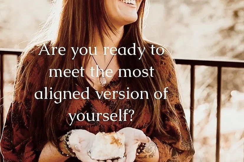 Therapist, Reiki, holistic wellness services photo asking if you are ready to be the most aligned version of yourself