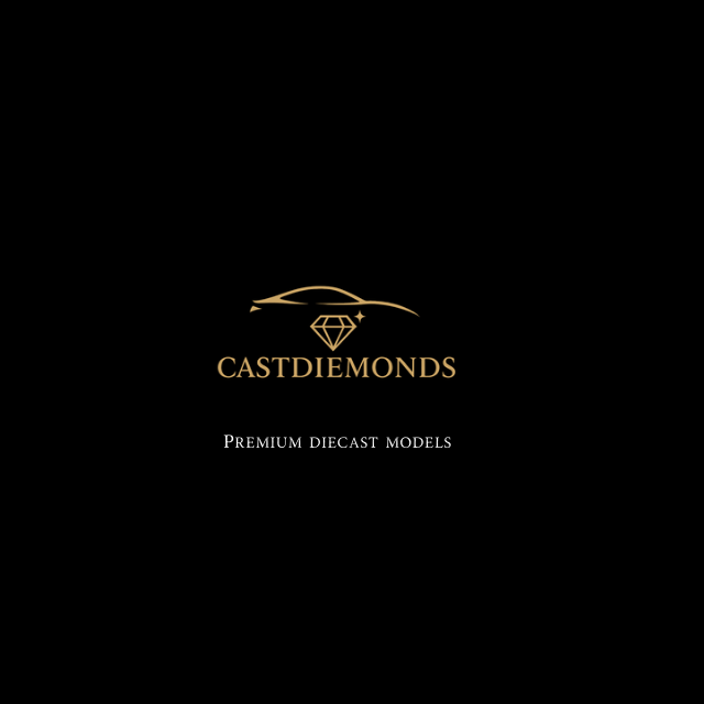 Black background with gold logo of a car and a diamond, includes the text 'CASTDIAMONDS' and 'PREMIUM DIECAST MODELS'.