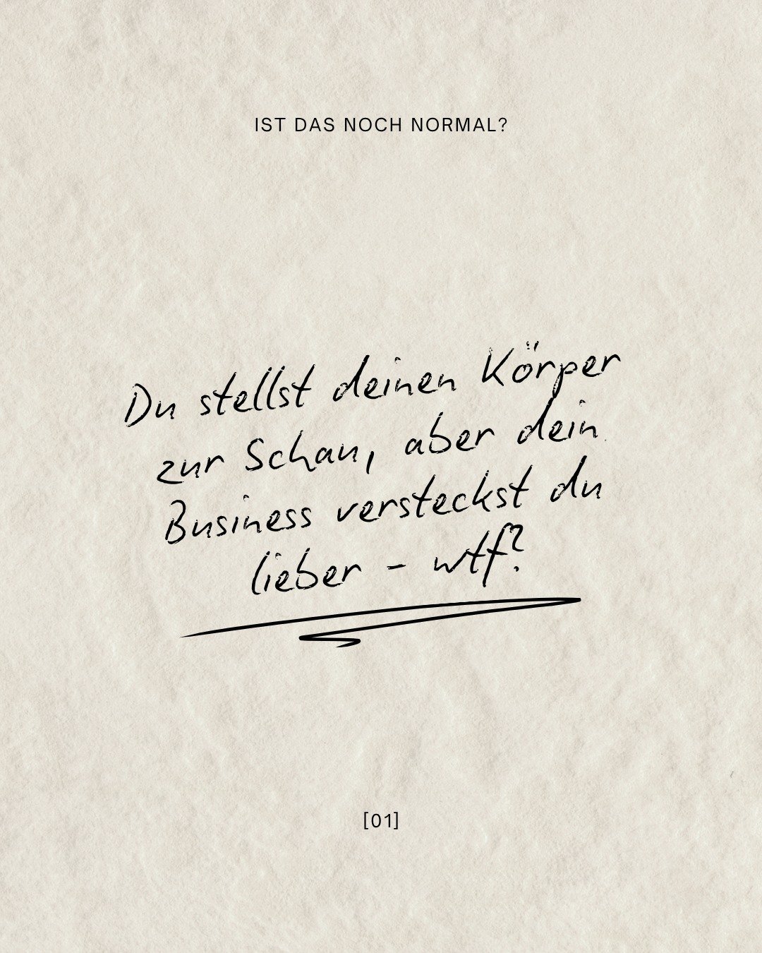 Du teilst deinen Alltag, deine Meinungen, dein Leben.
Aber dein Business? Das bleibt im Verborgenen.

Das ist kein Zufall. Das ist Angst. Vor Ablehnung, vor Kritik, vor dem &bdquo;Wer bin ich schon, das anzubieten."

Aber ich sage dir: Du bist g