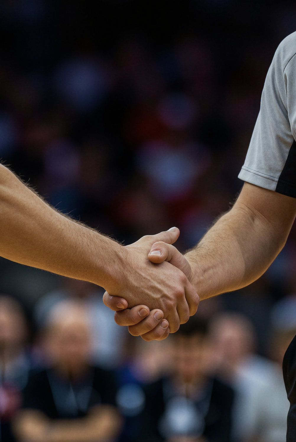 Poignée de main entre deux personnes, symbolisant un accord ou une coopération.