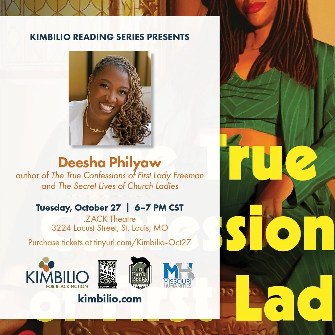 Kimbilio is excited to welcome Kimbilio Fellow Deesha Philyaw &amp; celebrate her debut novel THE TRUE CONFESSIONS OF FIRST LADY FREEMAN on Oct 27th at the .Zack Theater! Head to the link to grab your tickets now and we hope to see soon. 

Deesha Phi