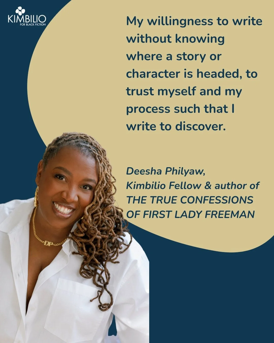 Many congratulations to @deeshaphilyaw on her pub day for her first full-length fiction novel THE TRUE CONFESSIONS OF FIRST LADY FREEMAN! 

What's your writing super power? For @deeshaphilyaw , it's "My willingness to write without knowing where