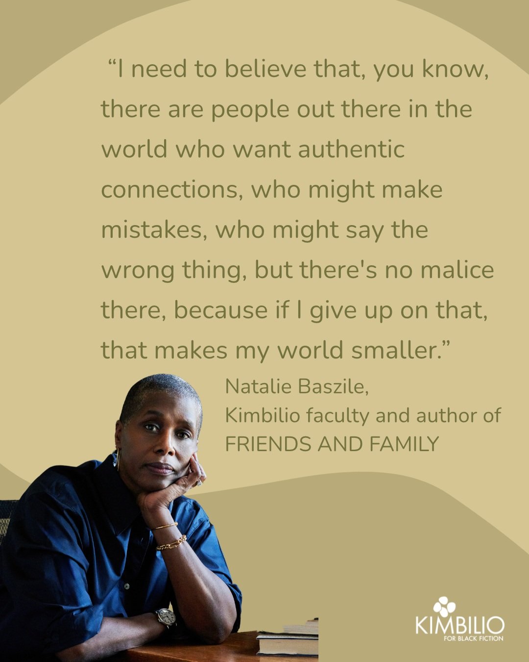Kimbilio Faculty @nataliebaszile was recently interviewed for @npr 's All Things Considered. 

Come hear Natalie read from her new book FRIENDS AND FAMILY on October 22nd with @drlwatkins via Zoom. Register via the link in our bio. 

Help keep Kimbil