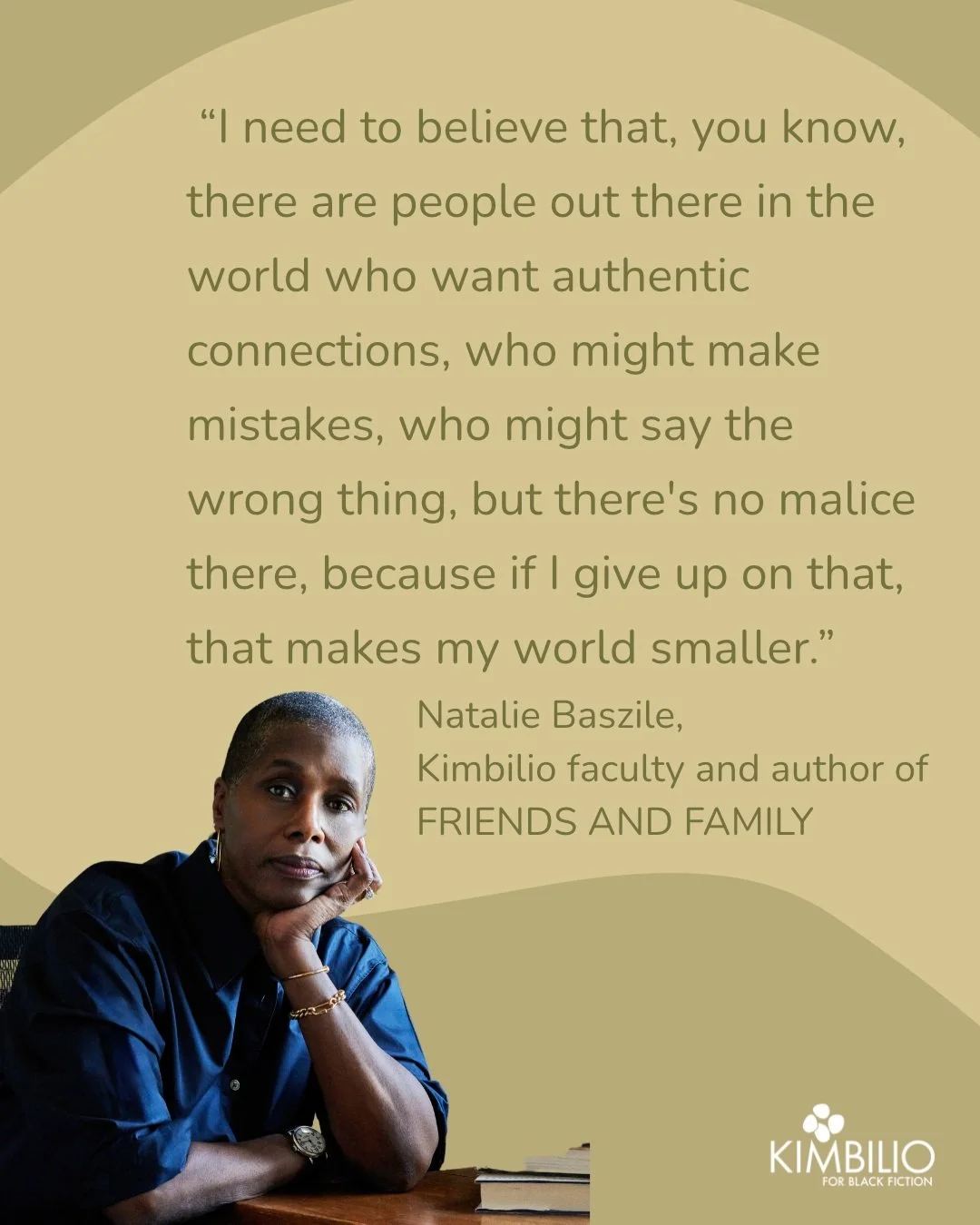 Kimbilio Faculty @nataliebaszile was recently interviewed for @npr 's All Things Considered. 

Come hear Natalie read from her new book FRIENDS AND FAMILY on October 22nd with @drlwatkins via Zoom. Register via the link in our bio. 

Help keep Kimbil