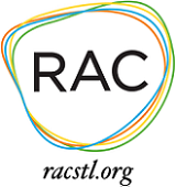 Logo of RAC (Racial Justice Coordinating Committee) with colorful overlapping circles and the text 'RAC' and 'racist.org'