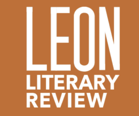 Text reading 'LEON LITERARY REVIEW' on a brown background.