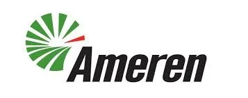Ameren logo with a green and white circular graphic and the word 'Ameren' in black text
