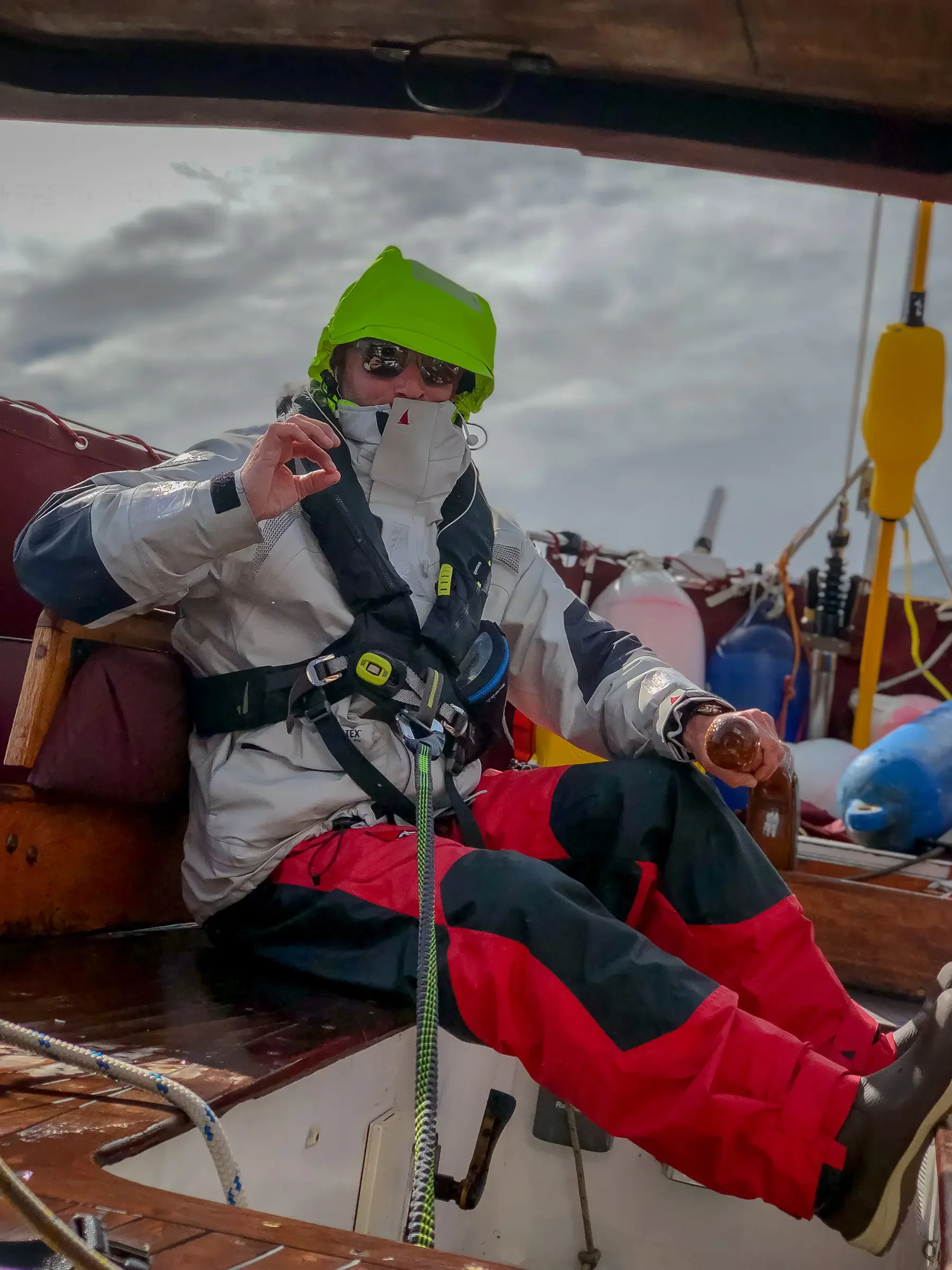 Freelance yacht skipper Alex dressed in sailing gear