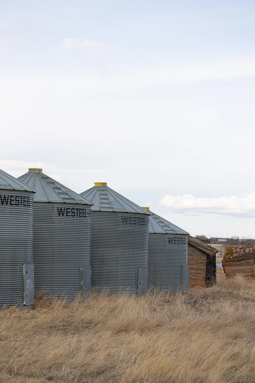 Grain Bins Mid Shot