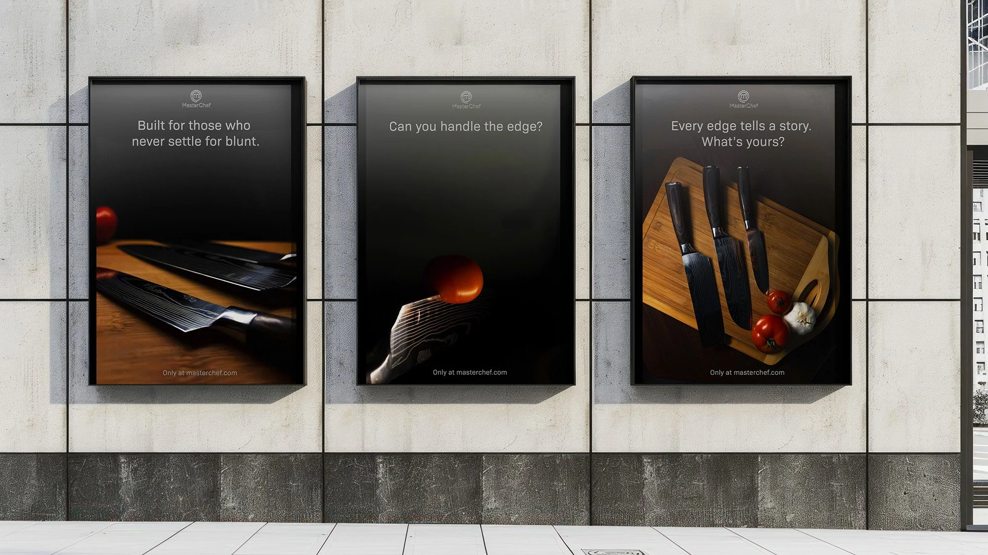 Mockup of the three knife posters