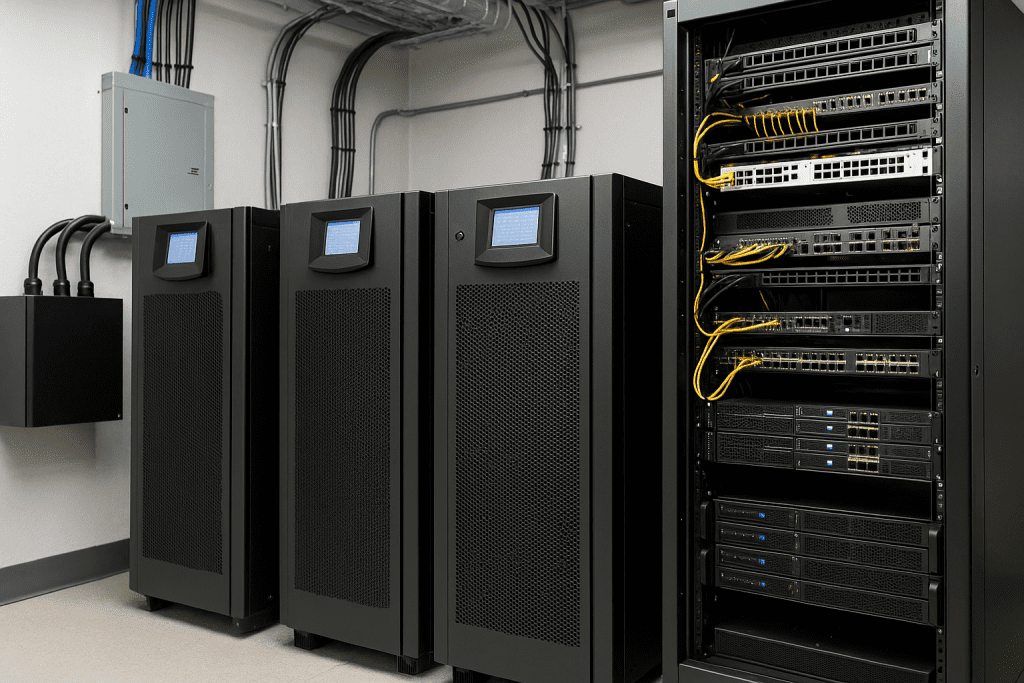 Servidores y equipo de red en un centro de datos.