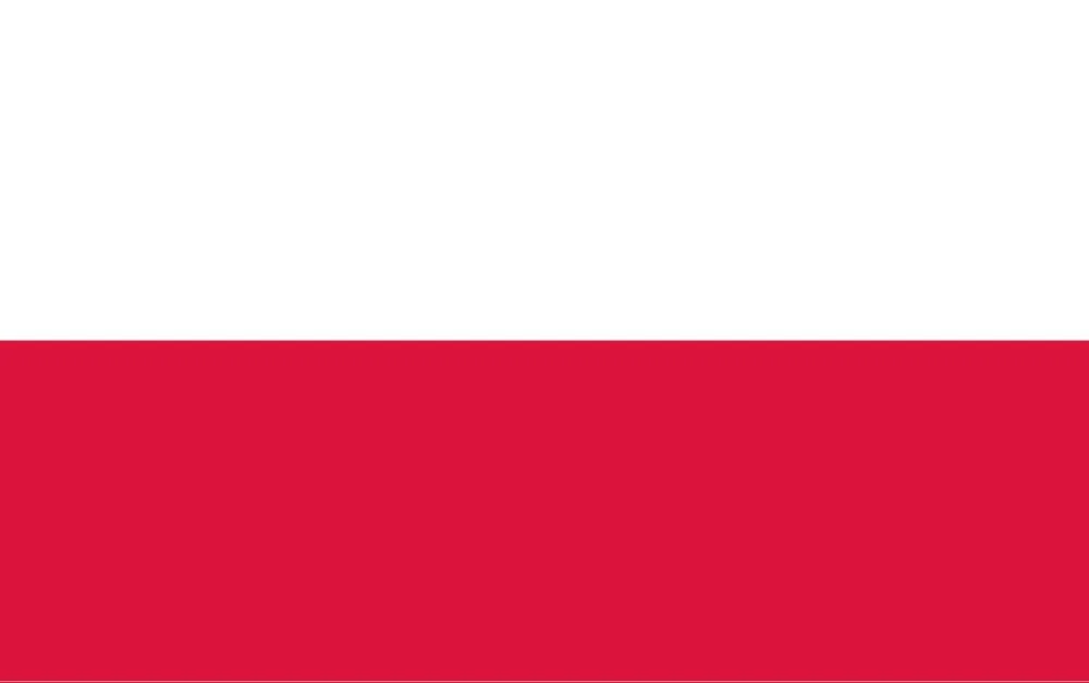 Simplified illustration of the Polish flag with white on top and red on the bottom.