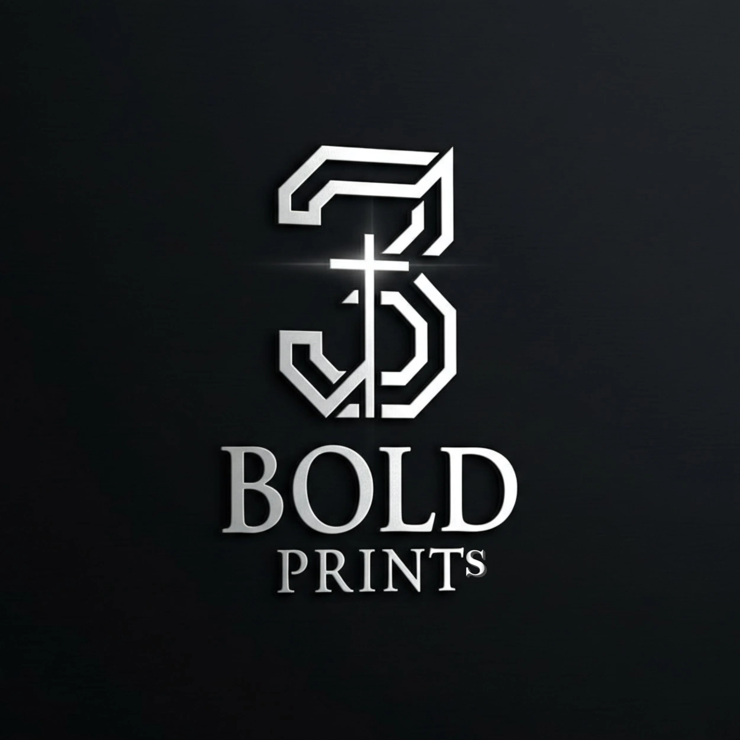 3 Bold Prints logo. A 3 with a cross in the middle with the words Bold Prints right under