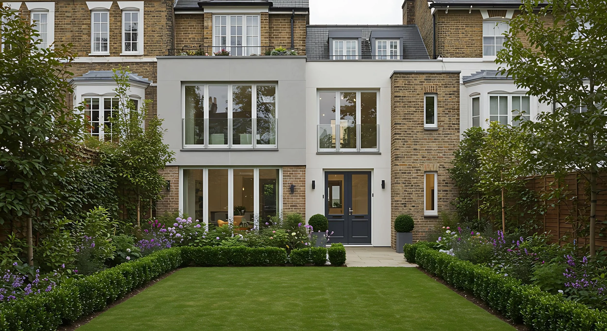 Modern London home with hedges and herbaceous planting