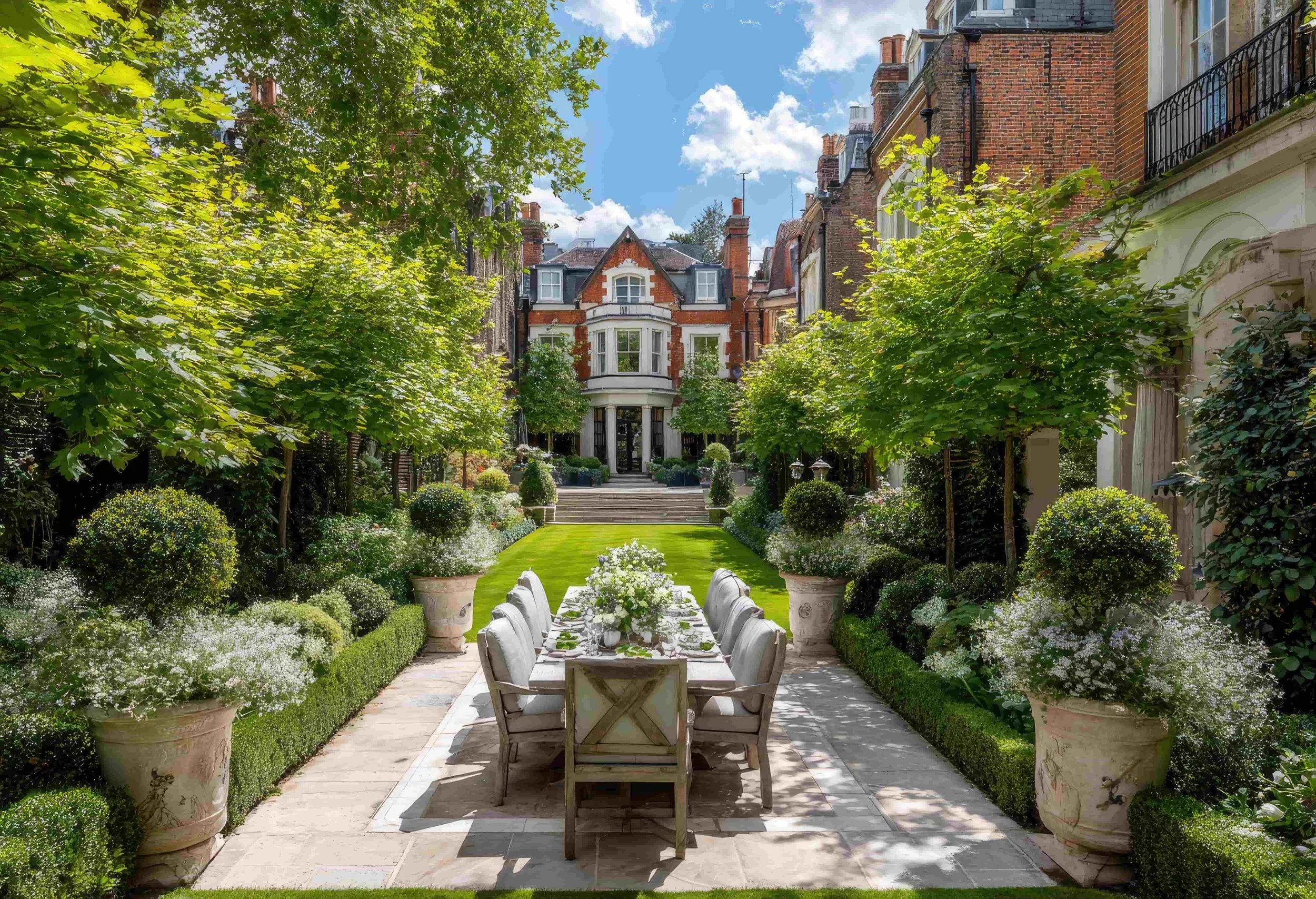 Modern London garden with architectural planting