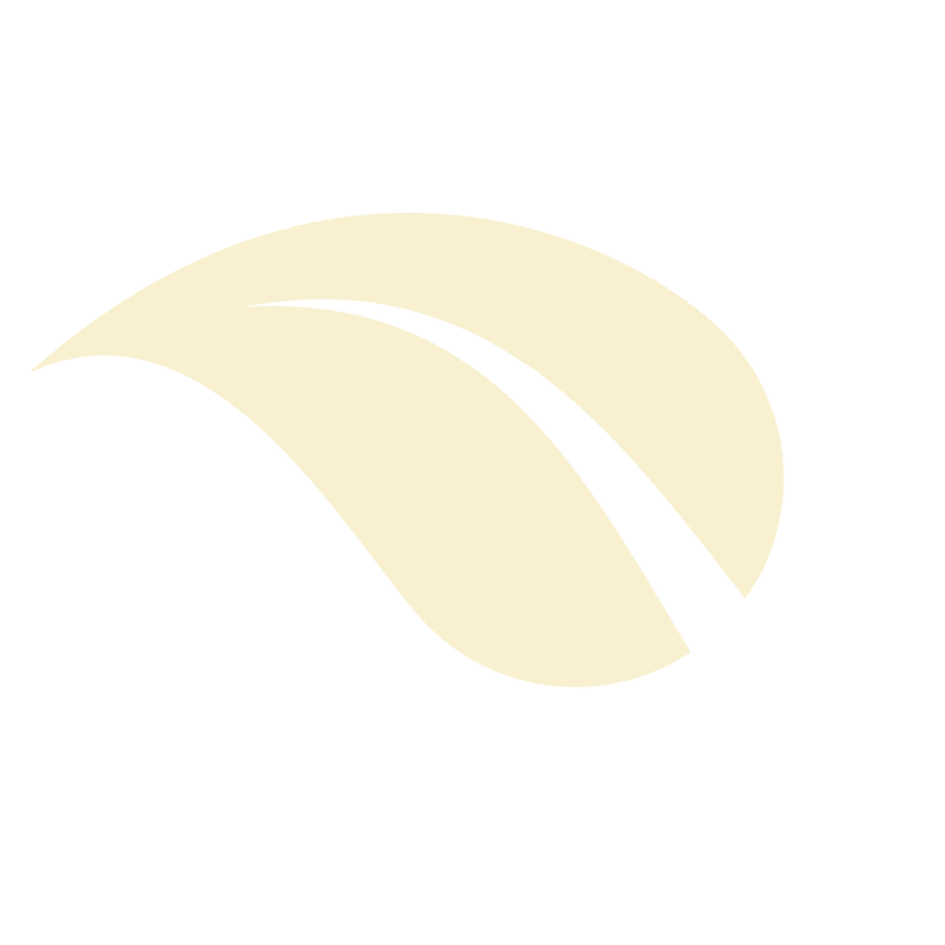 Black background with a stylized white leaf logo in the center.