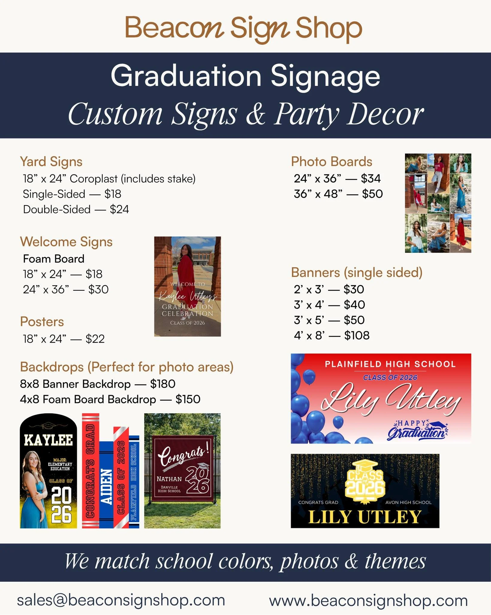 Graduation season is here 🎓

If you&rsquo;ve got a party coming up&hellip; don&rsquo;t wait until the last minute,

We&rsquo;re already booking orders for:
&bull; Yard signs
&bull; Welcome signs
&bull; Banners
&bull; Custom photo backdrops &amp; mor
