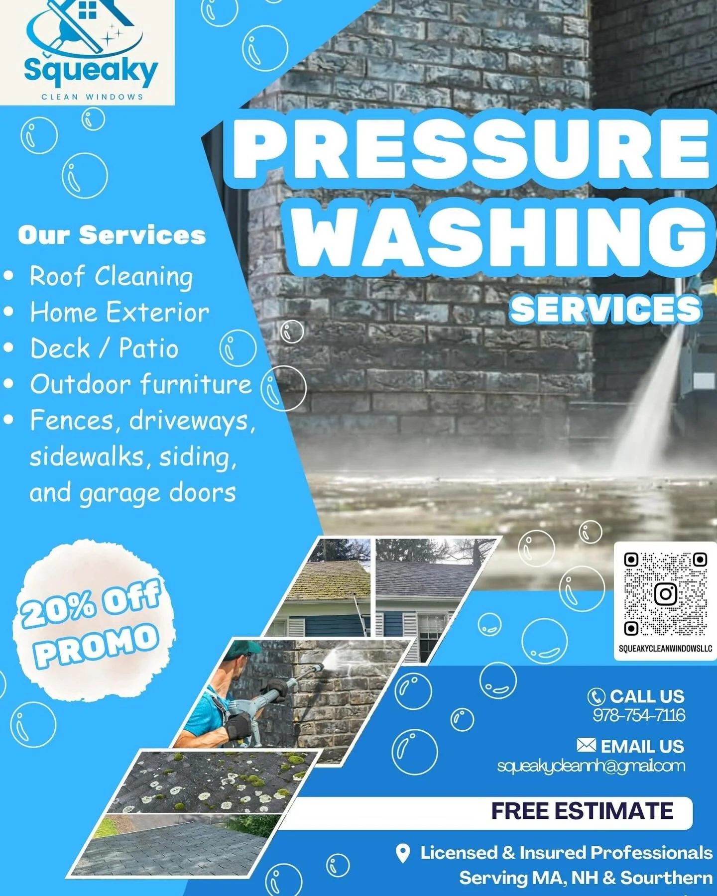 📍Licensed &amp; Insured Professionals
Serving MA, NH &amp; Sourthern
Maine. 

Call us today for your free quote ‼️ ☎️979-754-7116 or email us 
📧squeakycleannh@gmail.com