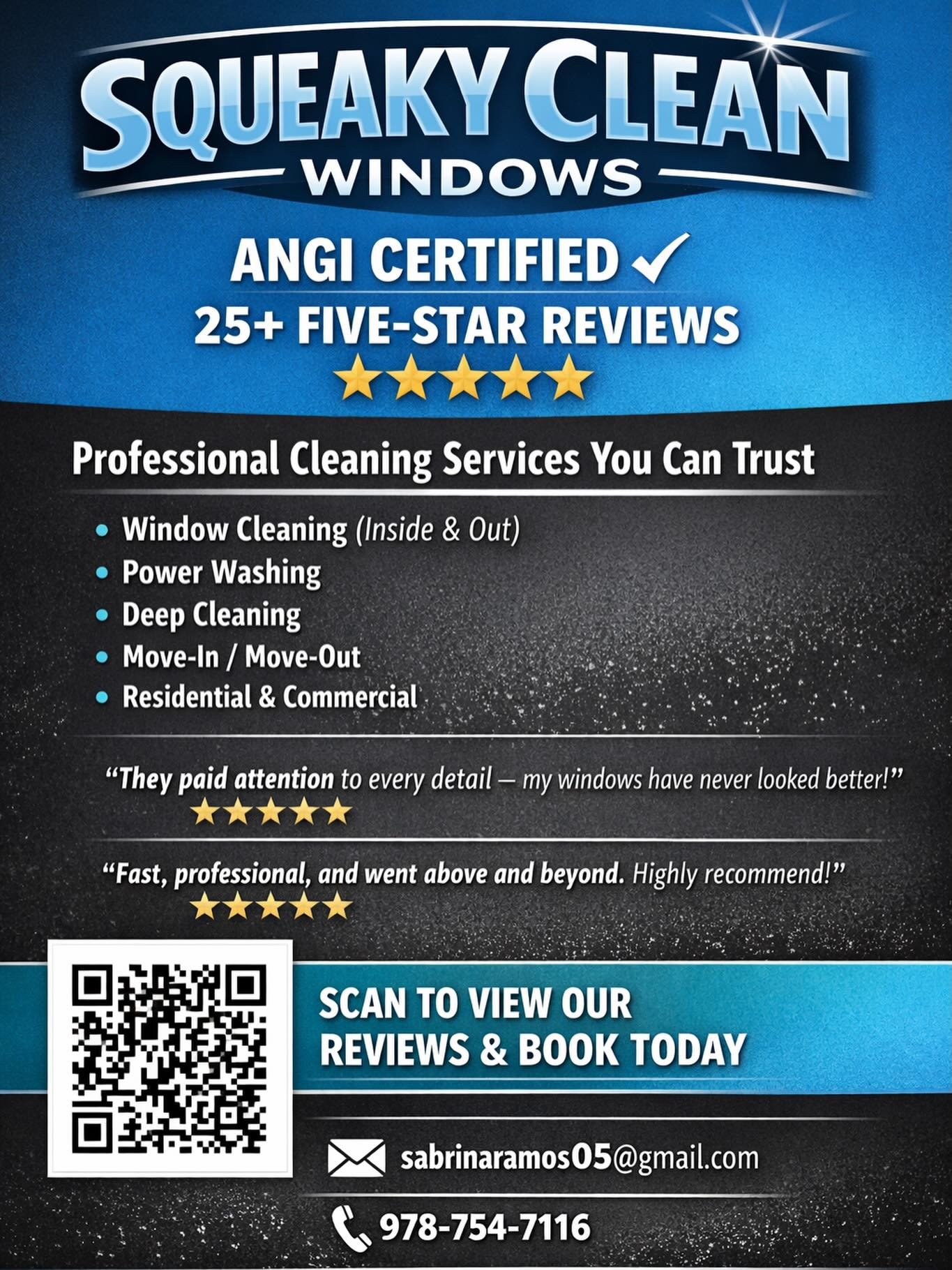 Spring is here and we&rsquo;re booking fast 🌸

Angi Certified ✔️
25+ Five-Star Reviews ⭐⭐⭐⭐⭐

Scan the QR code to see what our clients are saying &amp; book your cleaning today 🧼✨

📍 Serving MA &amp; NH
📲 Message us to get on the schedule