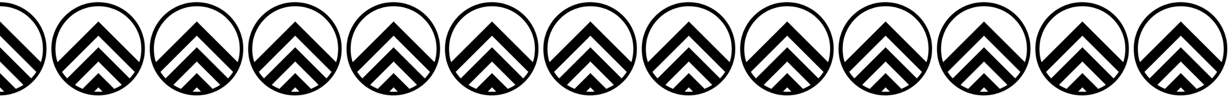 Pattern of black and white chevrons inside circles, repeated horizontally.