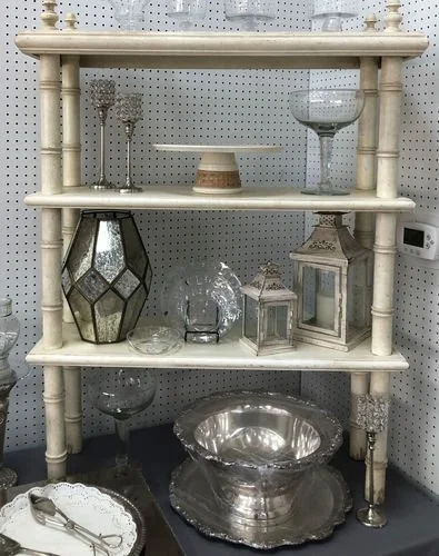 Vintage-Inspired Tiered Ivory Shelves