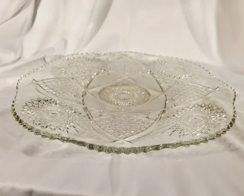 Exquisite Cut Glass Cake Platter