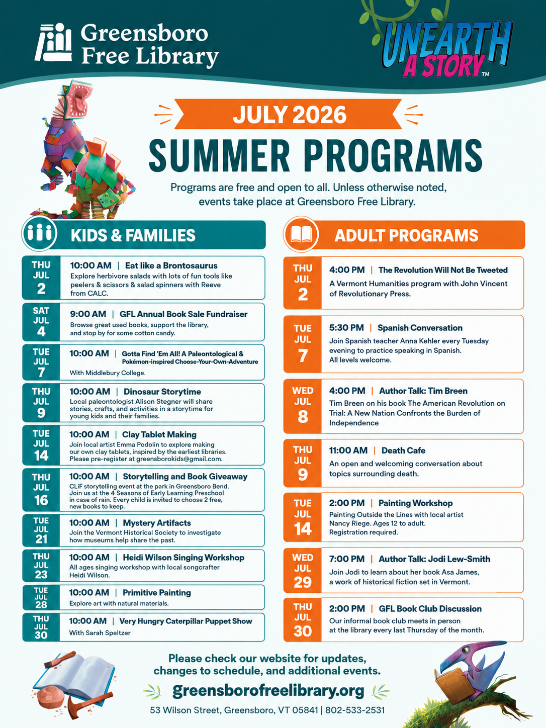 July Programs at the Library
