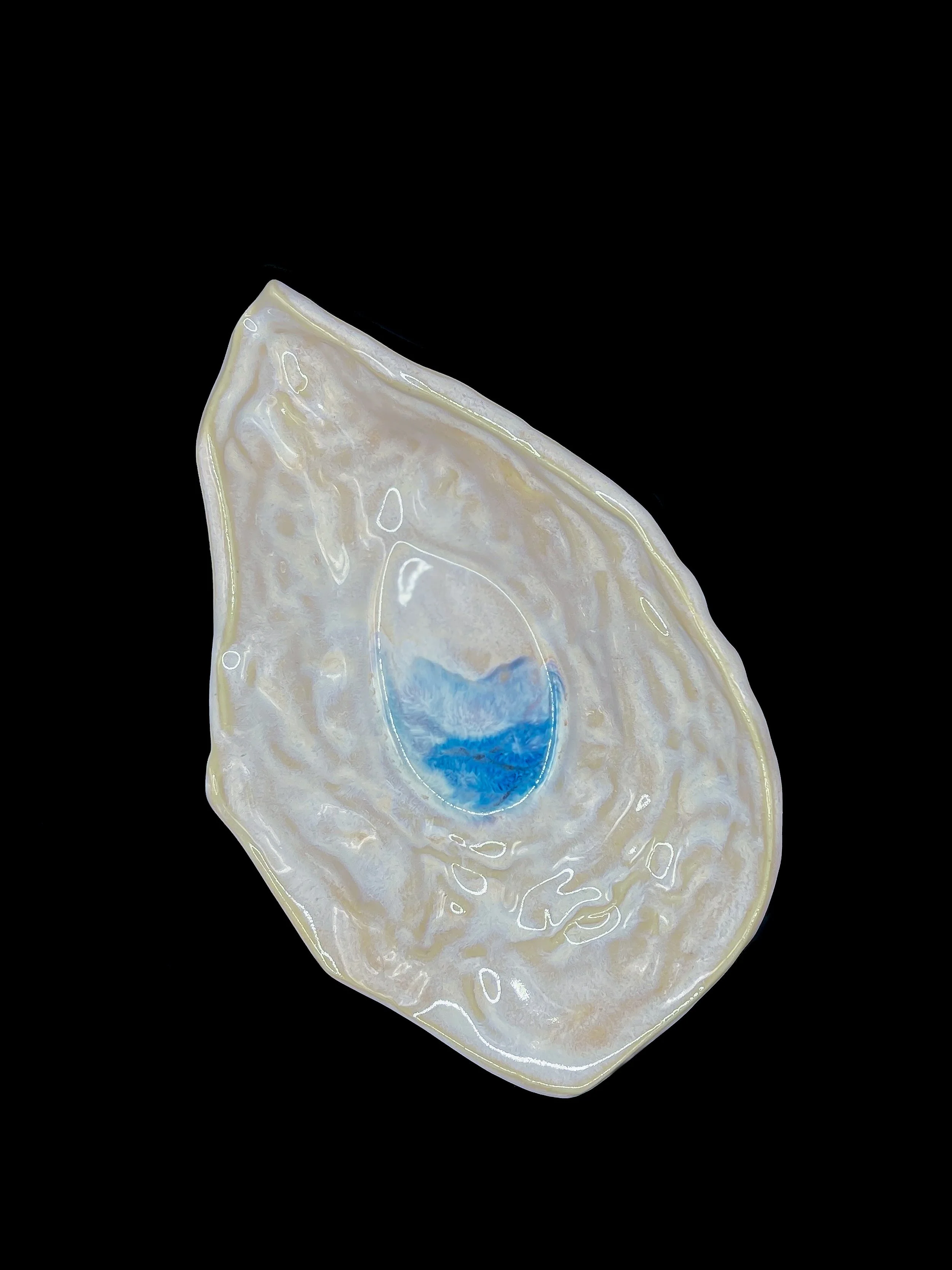Handmade porcelain oyster dish 7" x 4.5" x 1.5"