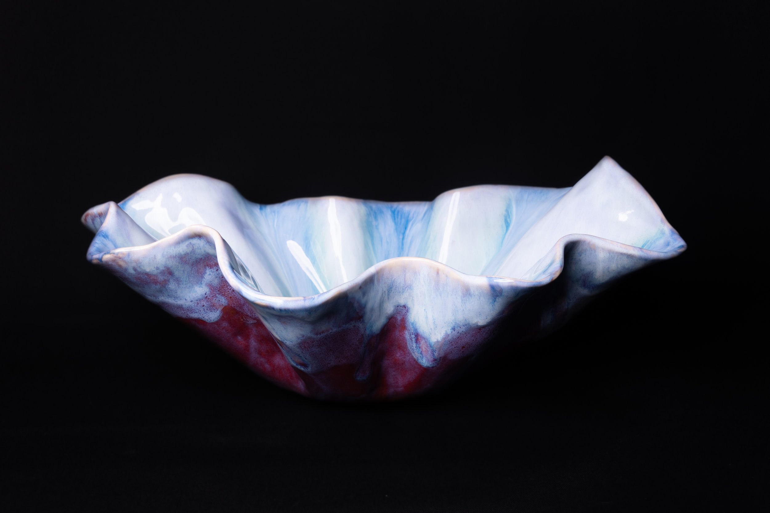 Porcelain Fluted Bowl 14" Wide x 5.75" Tall