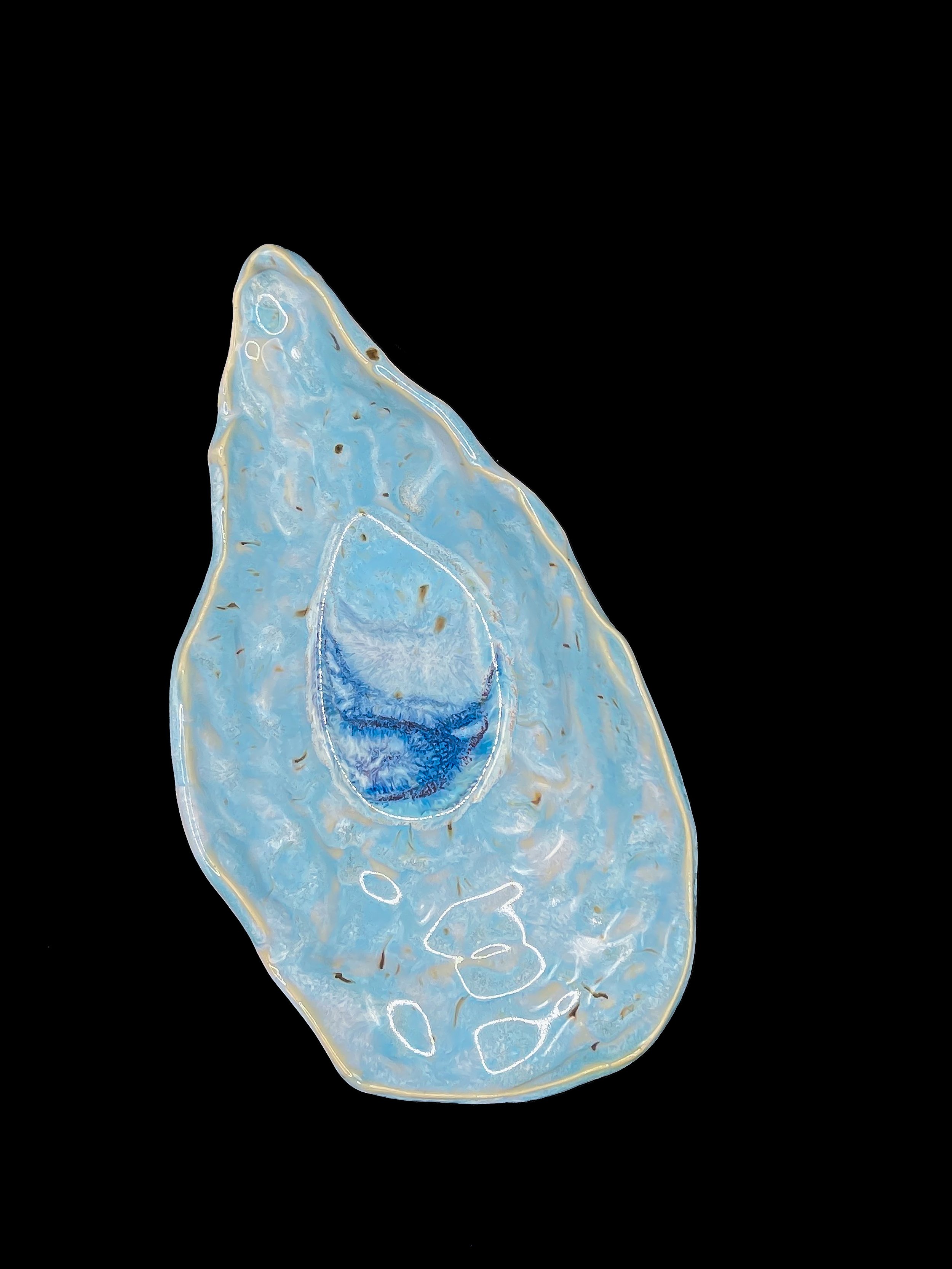 Handmade porcelain oyster dish 7" x 4.5" x 1.5"