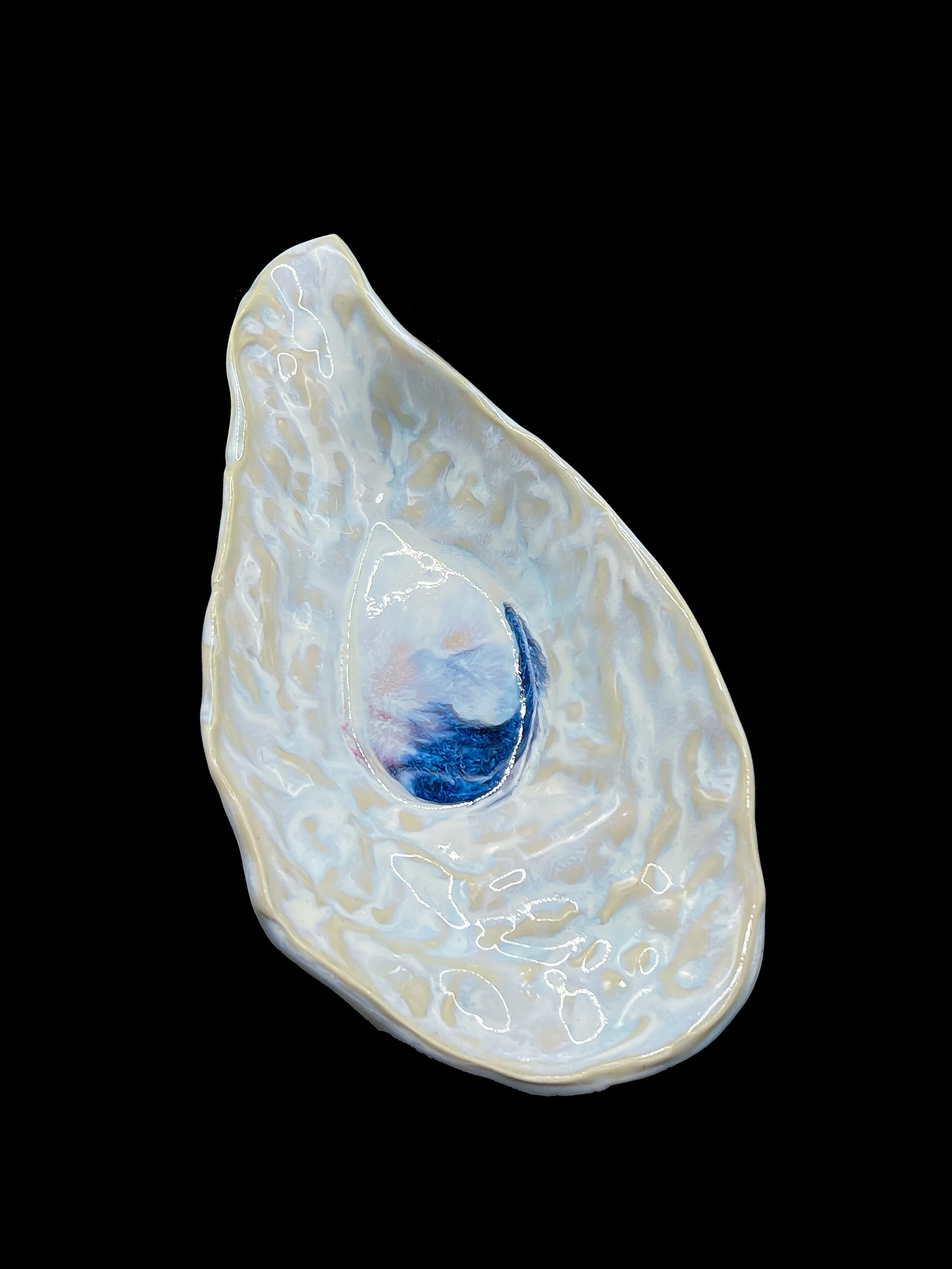 Handmade porcelain oyster dish 7" x 4.5" x 1.5"